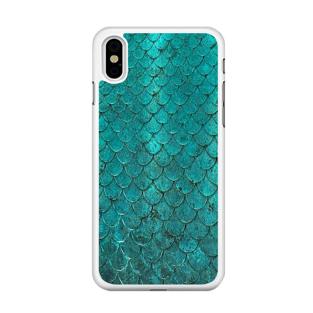 Mermaid Scale Green Luxury iPhone Xs Max Case-Rubber / White (2D Case)-Xtracase