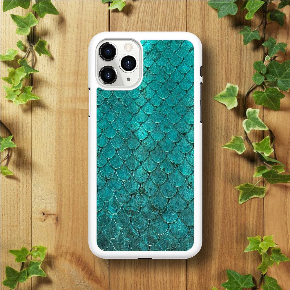 Mermaid Scale Green Luxury iPhone 11 Pro Max Case-Rubber / White (2D Case)-Xtracase