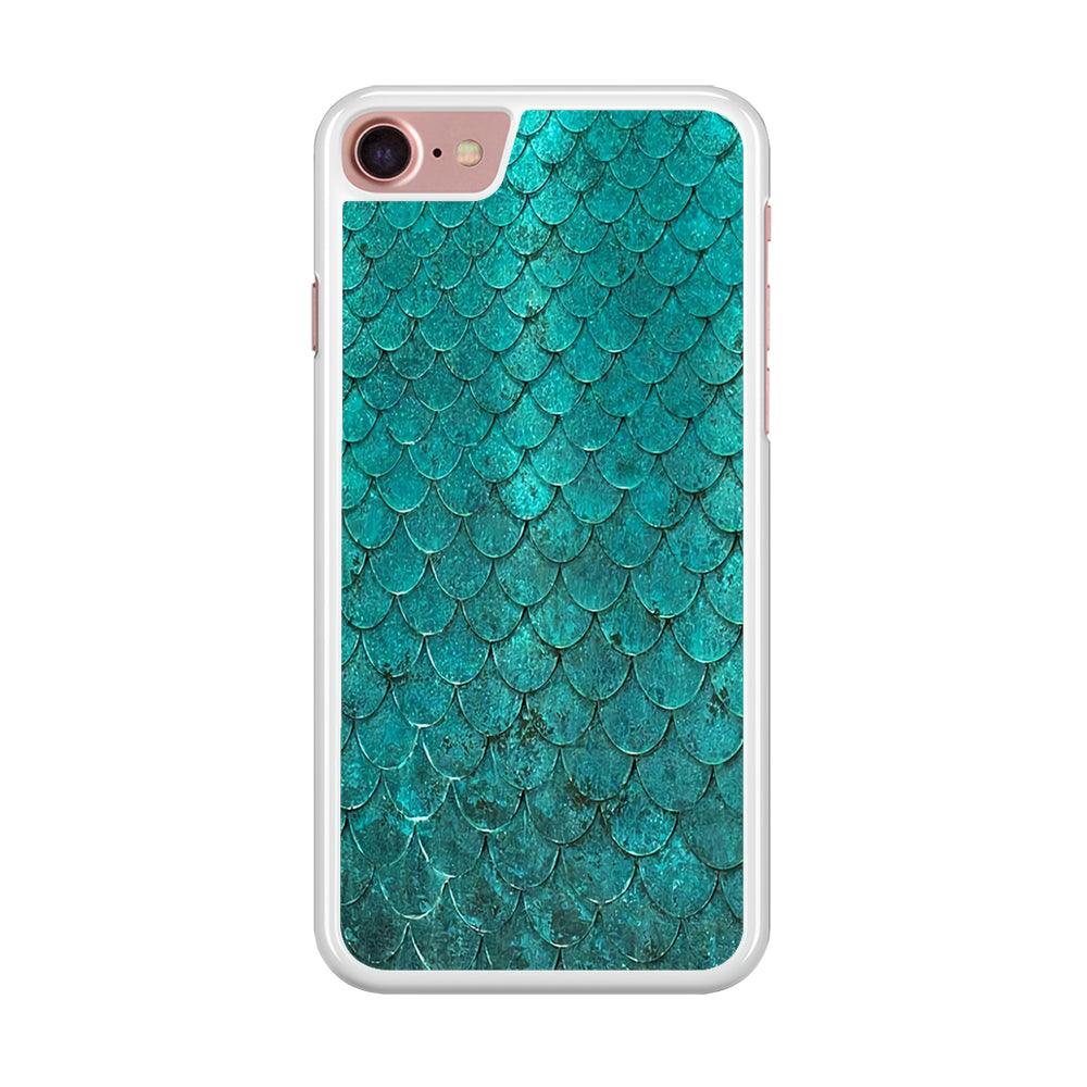 Mermaid Scale Green Luxury iPhone 7 Case-Rubber / White (2D Case)-Xtracase
