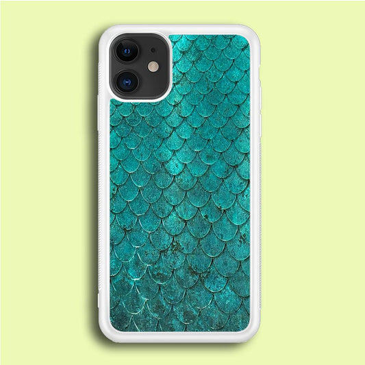 Mermaid Scale Green Luxury iPhone 12 Mini Case-Rubber / White (2D Case)-Xtracase