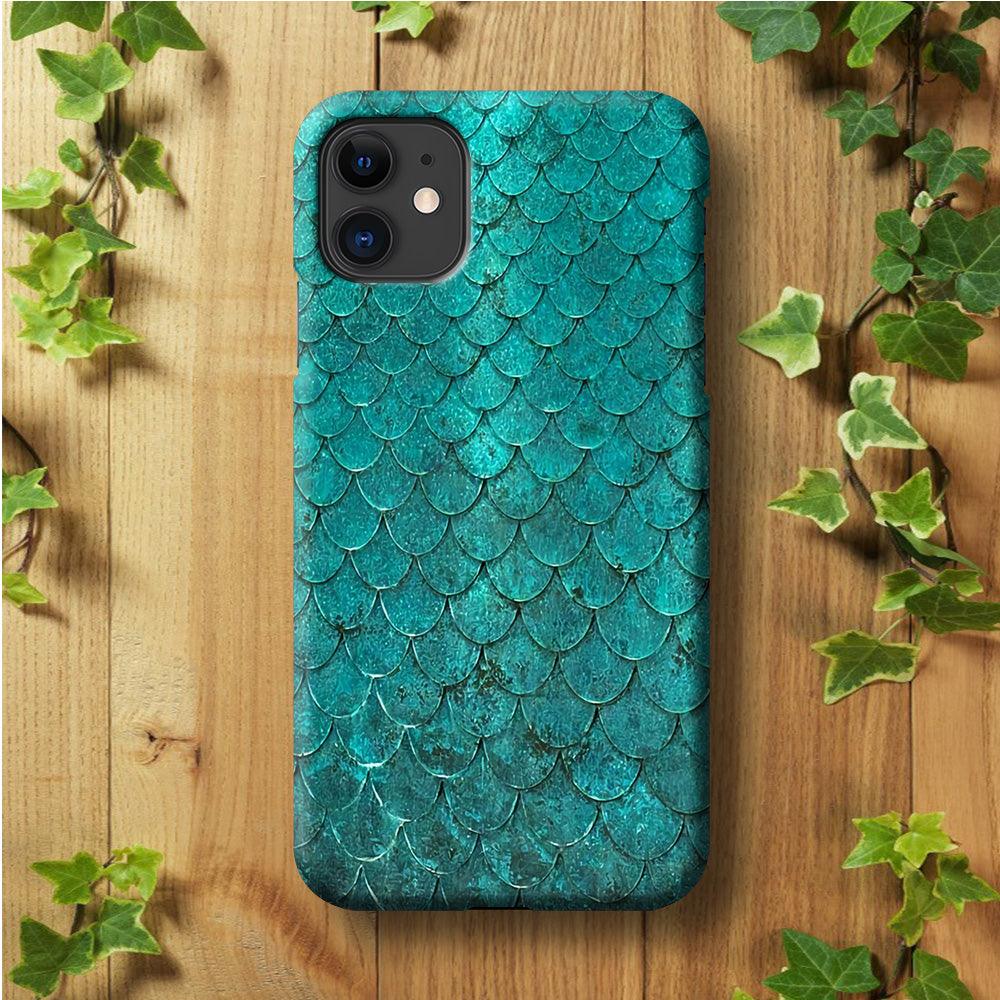 Mermaid Scale Green Luxury iPhone 11 Case-Plastic / Full Wrap (3D Case)-Xtracase