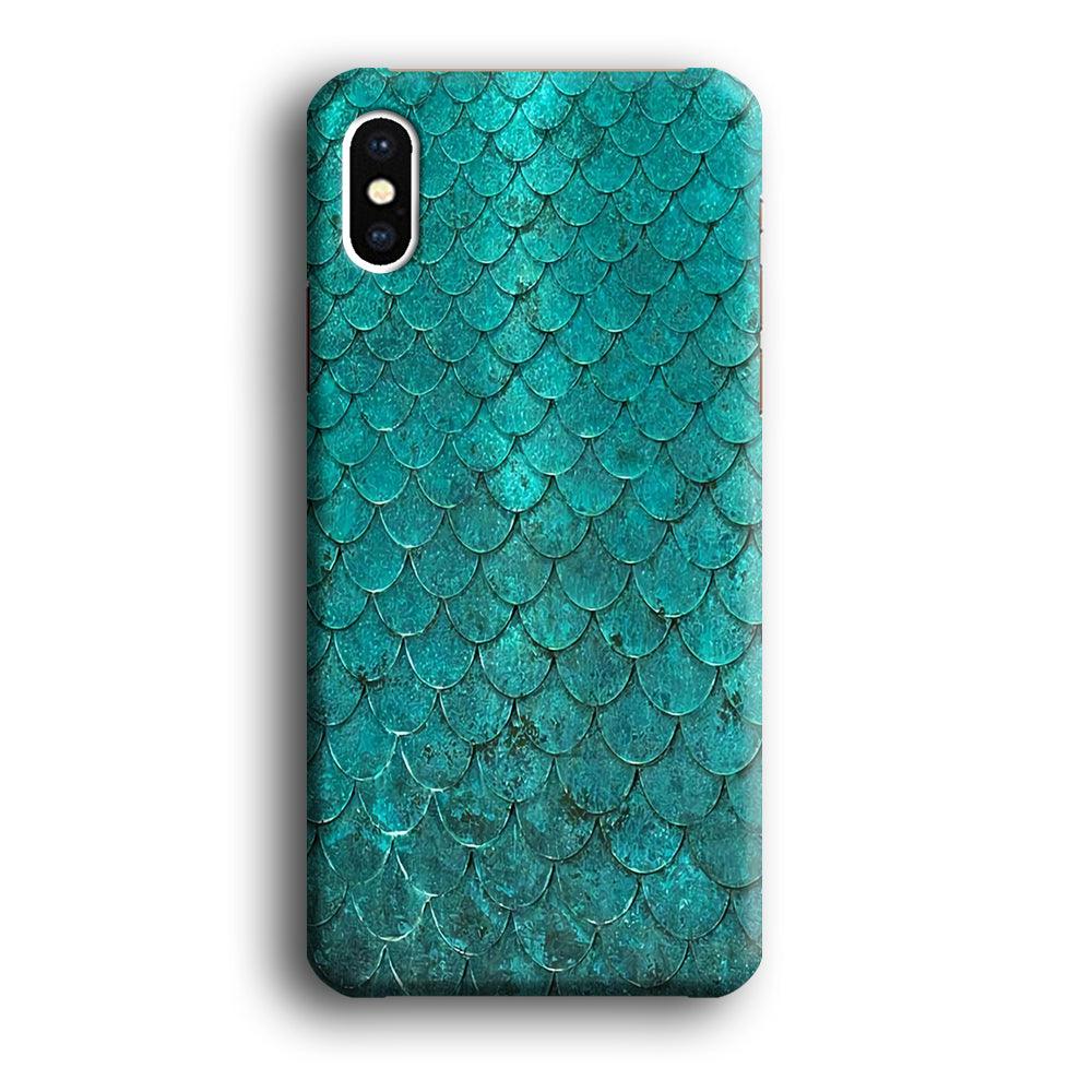 Mermaid Scale Green Luxury iPhone Xs Max Case-Plastic / Full Wrap (3D Case)-Xtracase