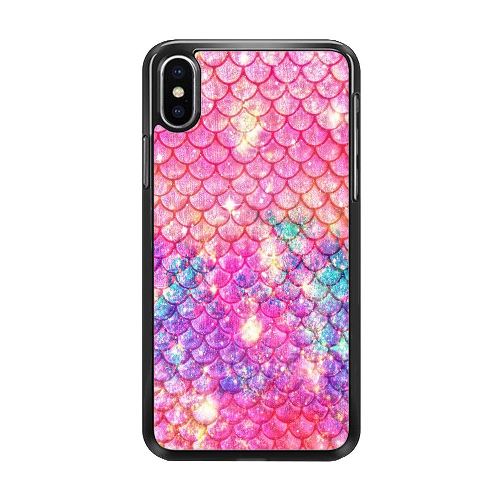 Mermaid Scale Pink Luxury iPhone Xs Max Case-Rubber / Black (2D Case)-Xtracase