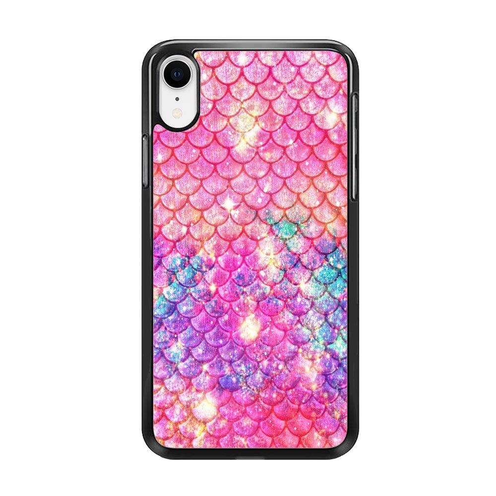 Mermaid Scale Pink Luxury iPhone XR Case-Rubber / Black (2D Case)-Xtracase