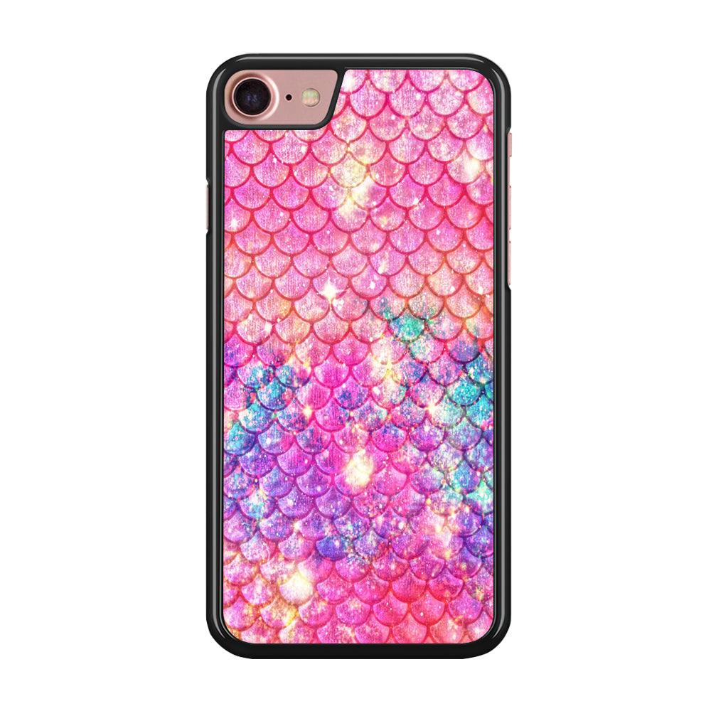 Mermaid Scale Pink Luxury iPhone 7 Case-Rubber / Black (2D Case)-Xtracase