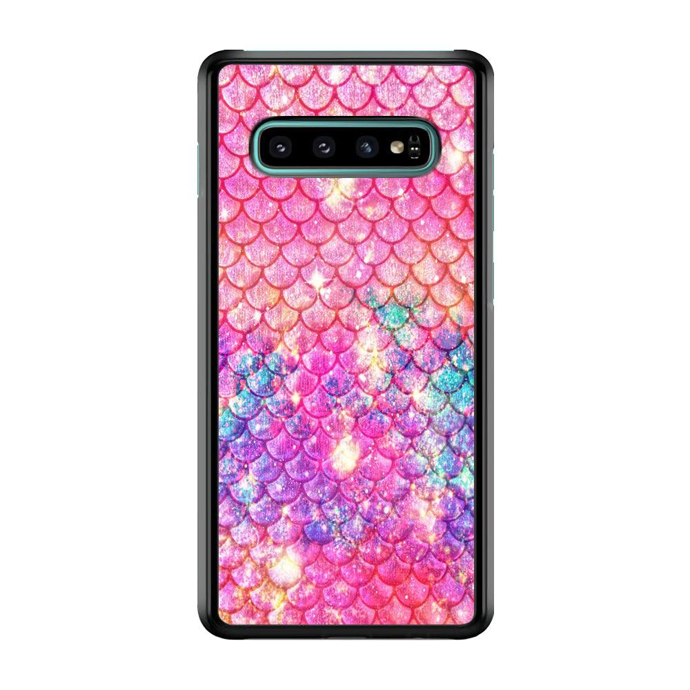 Mermaid Scale Pink Luxury Samsung Galaxy S10 Case-Plastic / Full Wrap (3D Case)-Xtracase