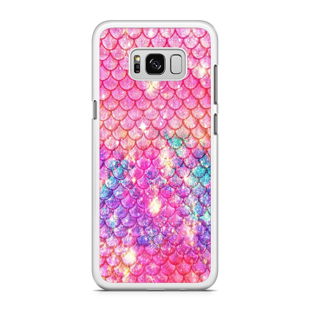 Mermaid Scale Pink Luxury Samsung Galaxy S8 Case-Rubber / White (2D Case)-Xtracase