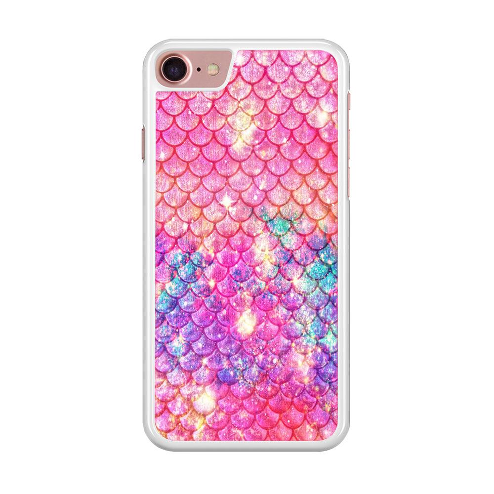Mermaid Scale Pink Luxury iPhone 8 Case-Rubber / White (2D Case)-Xtracase