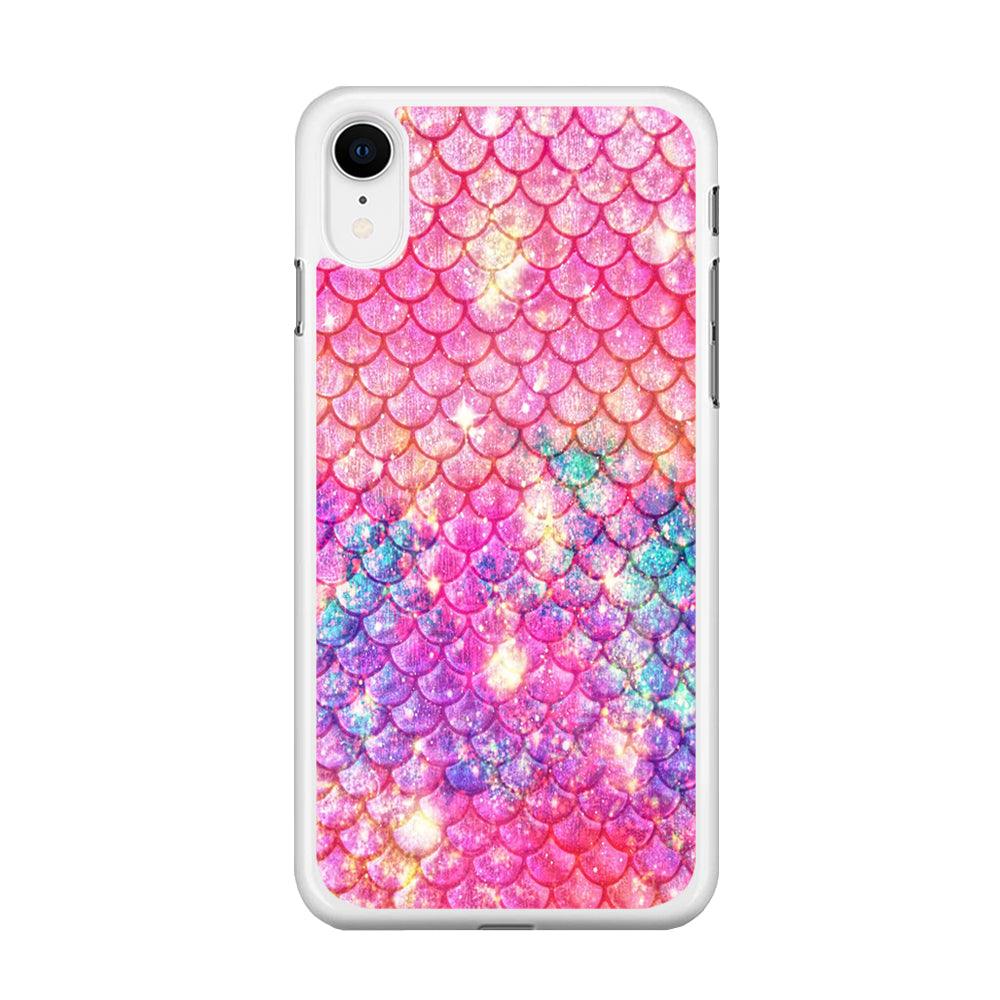 Mermaid Scale Pink Luxury iPhone XR Case-Rubber / White (2D Case)-Xtracase