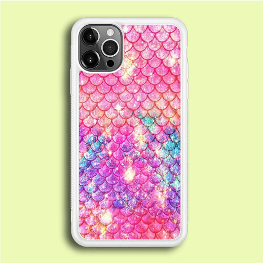 Mermaid Scale Pink Luxury iPhone 12 Pro Case-Rubber / White (2D Case)-Xtracase