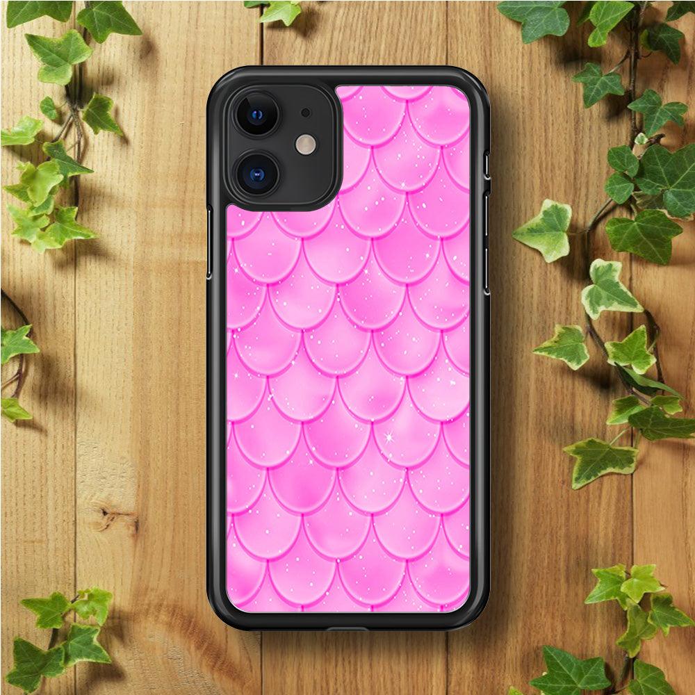 Mermaid Scale Pink Shinin iPhone 11 Case-Rubber / Black (2D Case)-Xtracase