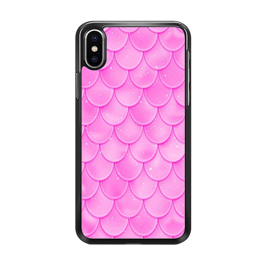 Mermaid Scale Pink Shining iPhone Xs Max Case-Rubber / Black (2D Case)-Xtracase