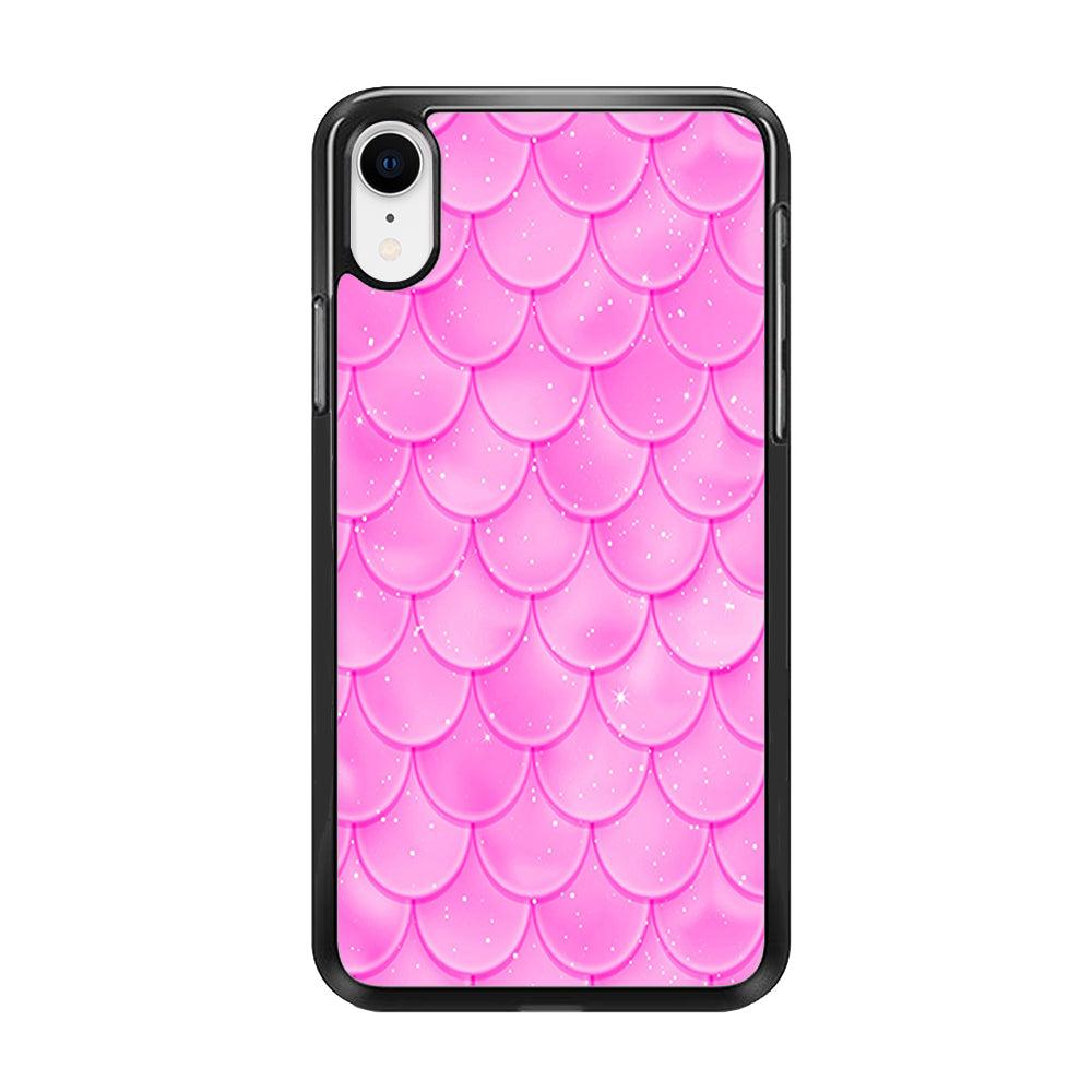 Mermaid Scale Pink Shining iPhone XR Case-Rubber / Black (2D Case)-Xtracase