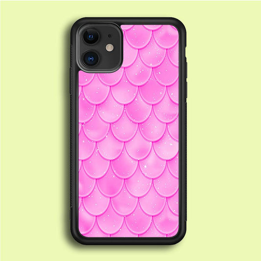 Mermaid Scale Pink Shining iPhone 12 Mini Case-Rubber / Black (2D Case)-Xtracase