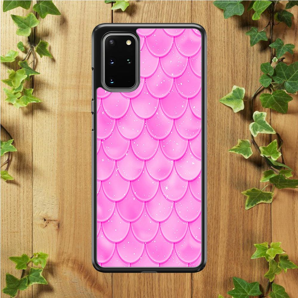 Mermaid Scale Pink Shining Samsung Galaxy S20 Plus Case-Rubber / Black (2D Case)-Xtracase