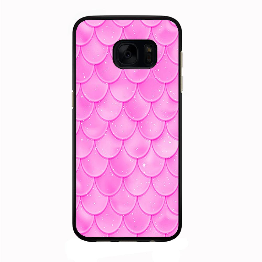Mermaid Scale Pink Shining Samsung Galaxy S7 Edge Case-Rubber / Black (2D Case)-Xtracase