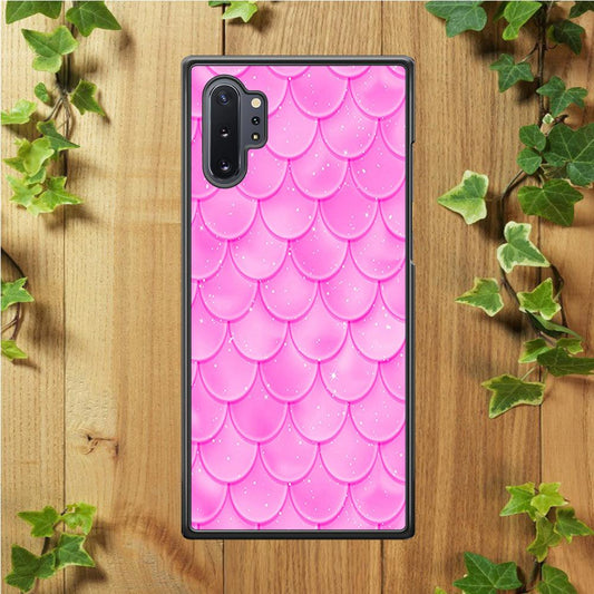 Mermaid Scale Pink Shining Samsung Galaxy Note 10 Plus Case-Rubber / Black (2D Case)-Xtracase