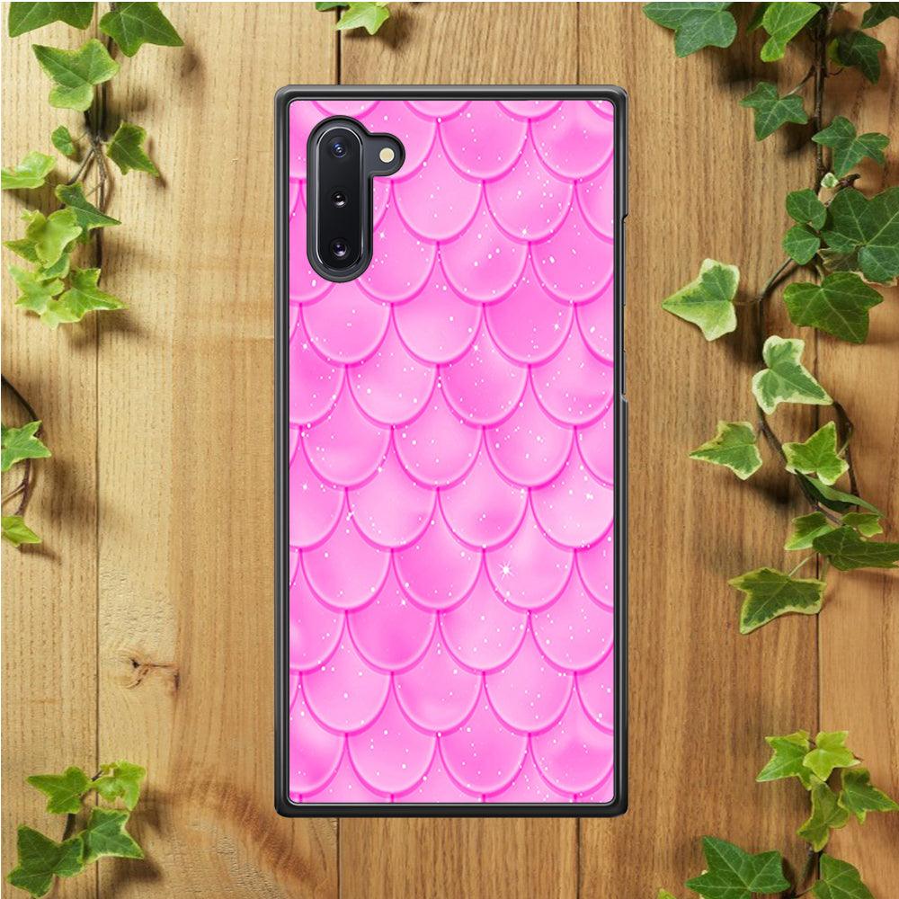 Mermaid Scale Pink Shining Samsung Galaxy Note 10 Case-Rubber / Black (2D Case)-Xtracase