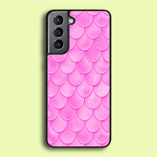 Mermaid Scale Pink Shining Samsung Galaxy S21 Plus Case-Rubber / Black (2D Case)-Xtracase