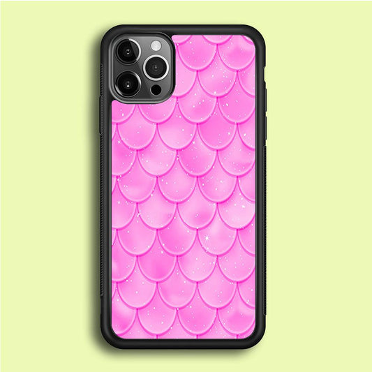 Mermaid Scale Pink Shining iPhone 12 Pro Case-Rubber / Black (2D Case)-Xtracase