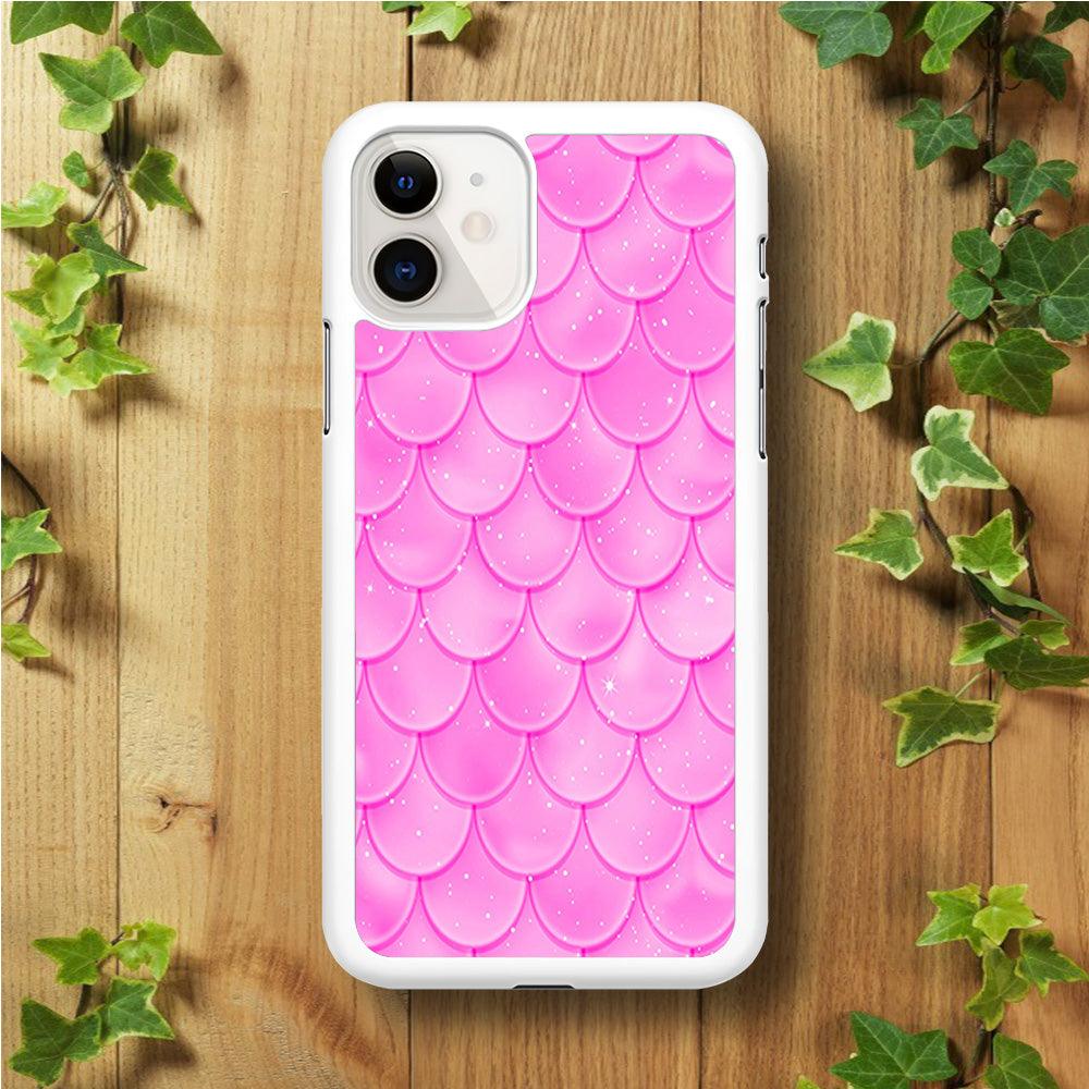 Mermaid Scale Pink Shinin iPhone 11 Case-Rubber / White (2D Case)-Xtracase