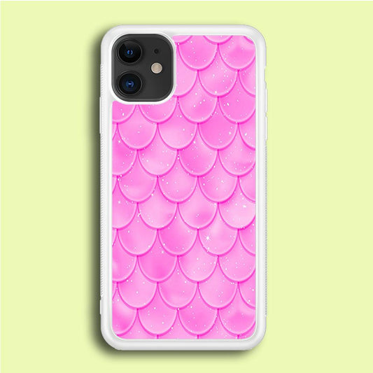 Mermaid Scale Pink Shining iPhone 12 Case-Rubber / White (2D Case)-Xtracase