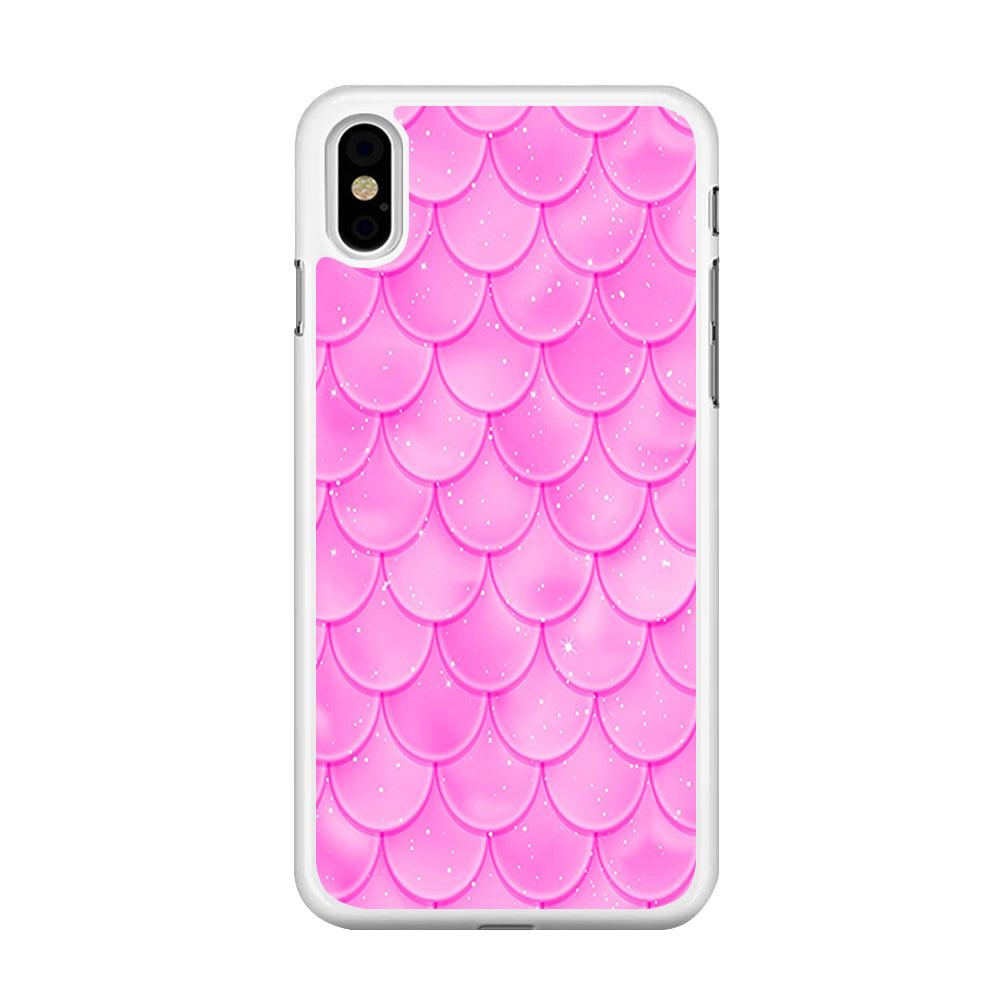 Mermaid Scale Pink Shining iPhone X Case-Rubber / White (2D Case)-Xtracase
