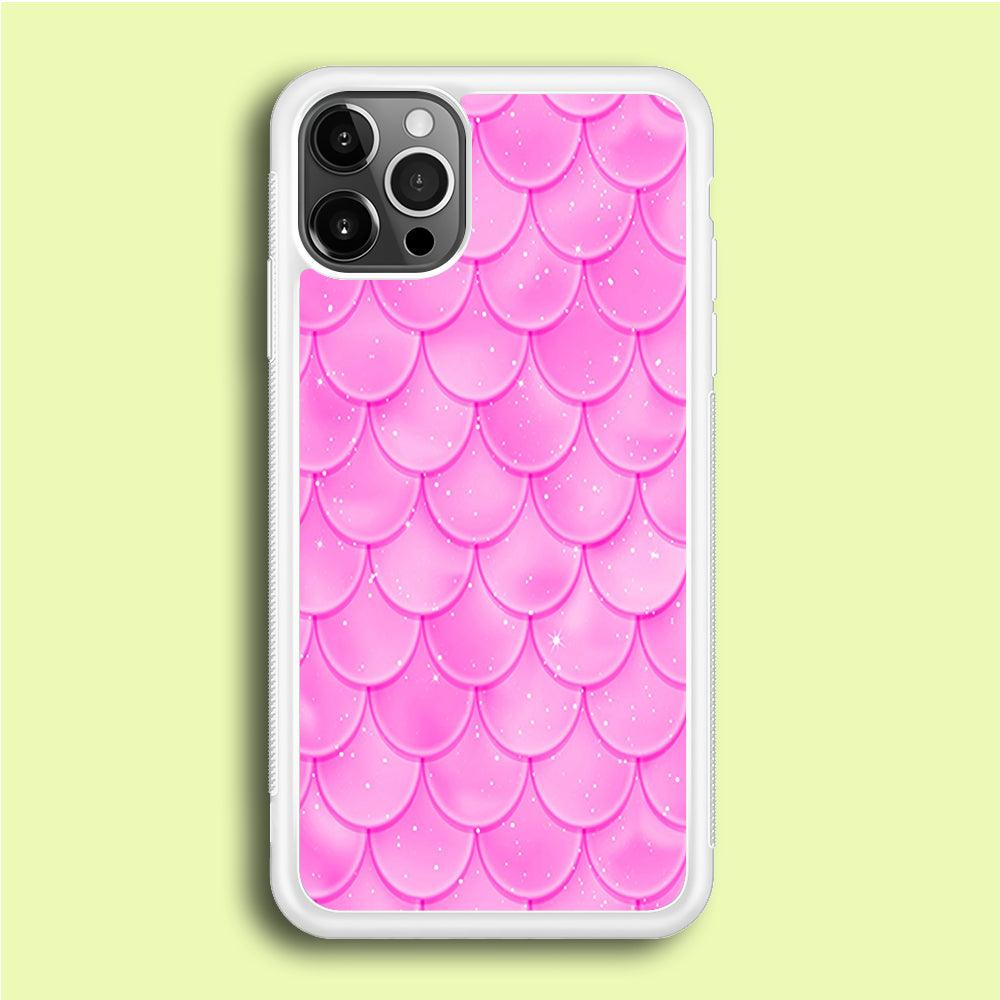 Mermaid Scale Pink Shining iPhone 12 Pro Case-Rubber / White (2D Case)-Xtracase