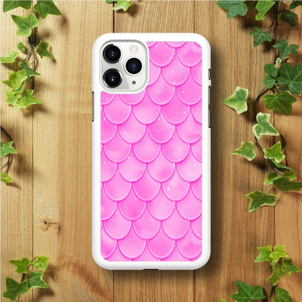 Mermaid Scale Pink Shining iPhone 11 Pro Max Case-Rubber / White (2D Case)-Xtracase