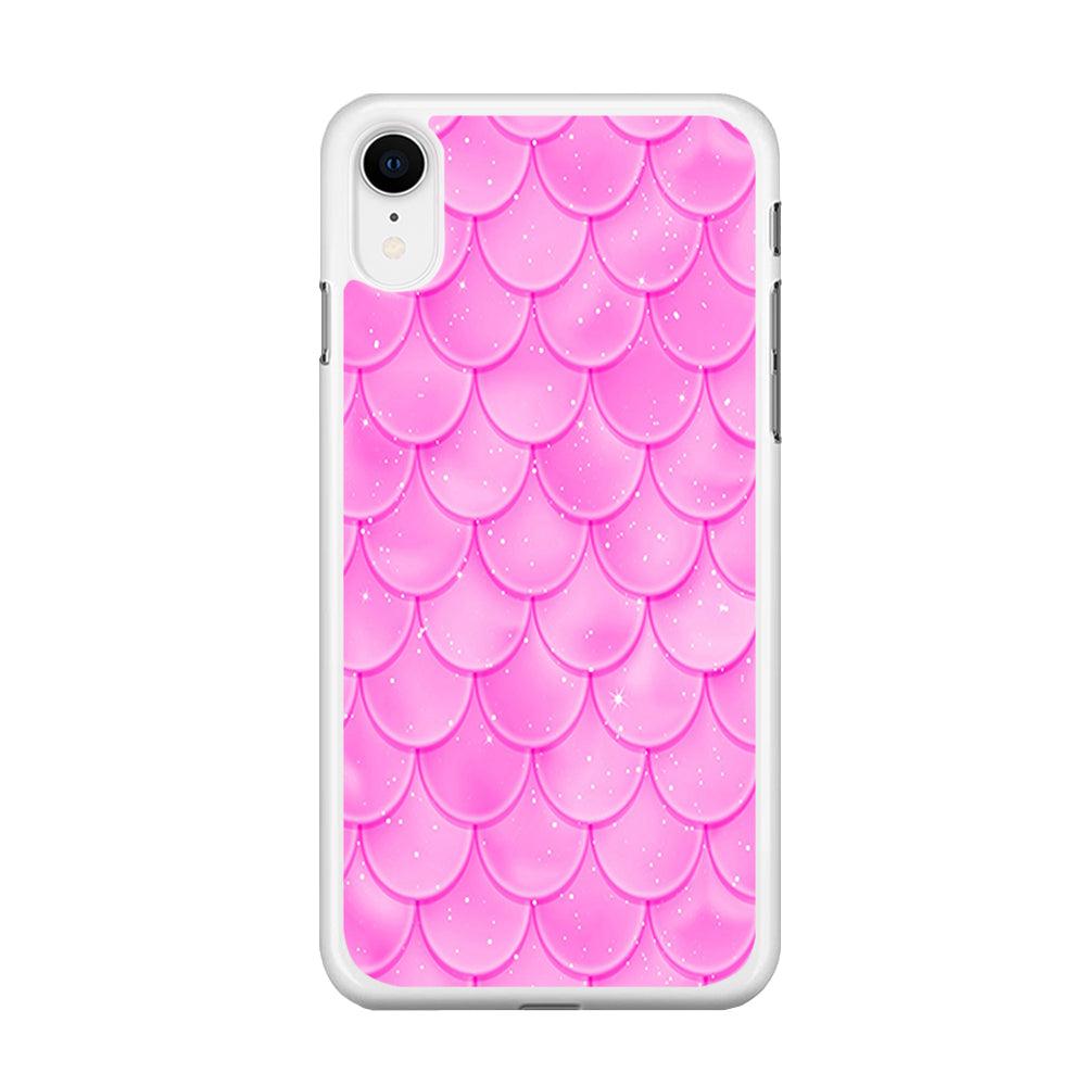 Mermaid Scale Pink Shining iPhone XR Case-Rubber / White (2D Case)-Xtracase
