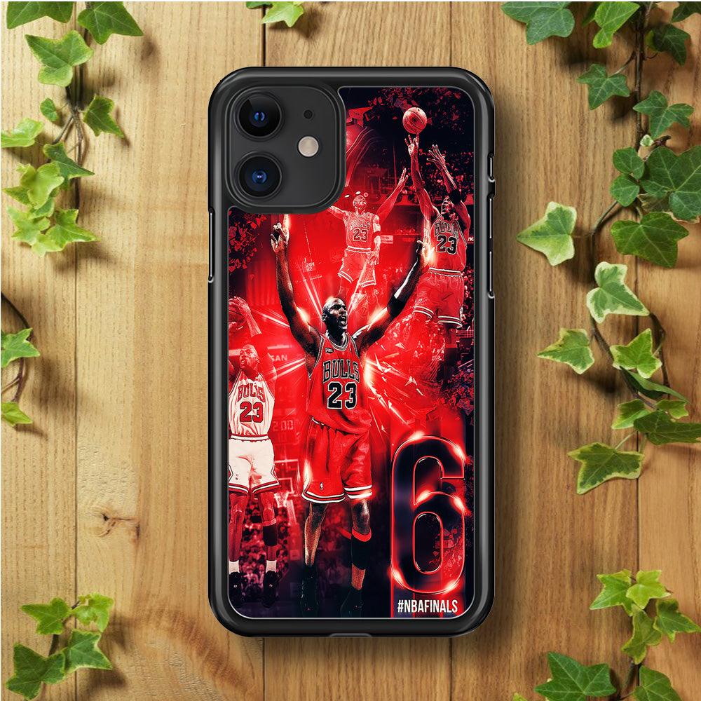 Michael Jordan 6th Championship iPhone 11 Case-Rubber / Black (2D Case)-Xtracase