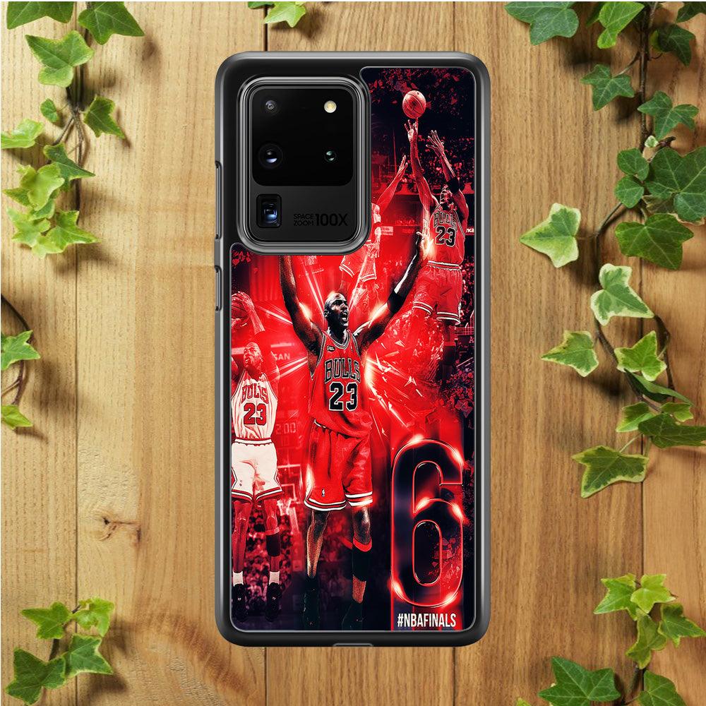 Michael Jordan 6th Championship Samsung Galaxy S20 Ultra Case-Rubber / Black (2D Case)-Xtracase