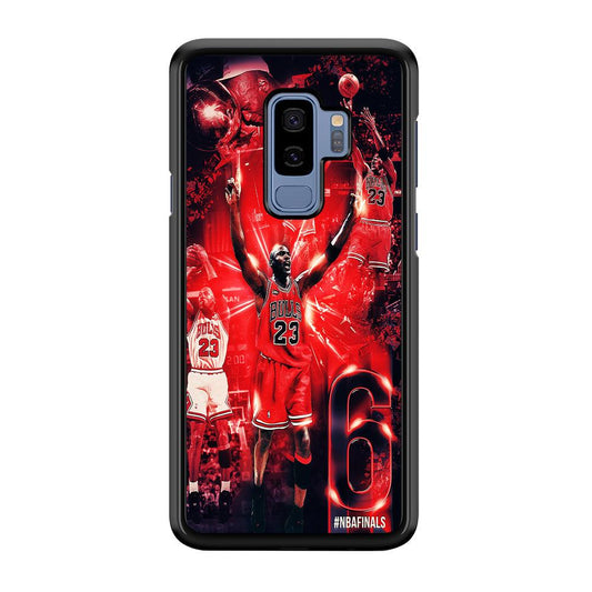 Michael Jordan 6th Championship Samsung Galaxy S9 Plus Case-Rubber / Black (2D Case)-Xtracase