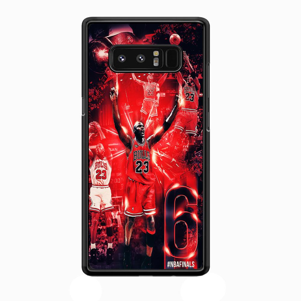 Michael Jordan 6th Championship Samsung Galaxy Note 8 Case-Rubber / Black (2D Case)-Xtracase