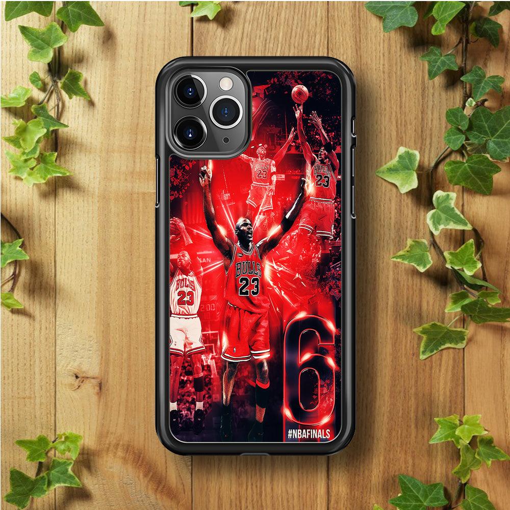 Michael Jordan 6th Championship iPhone 11 Pro Case-Rubber / Black (2D Case)-Xtracase