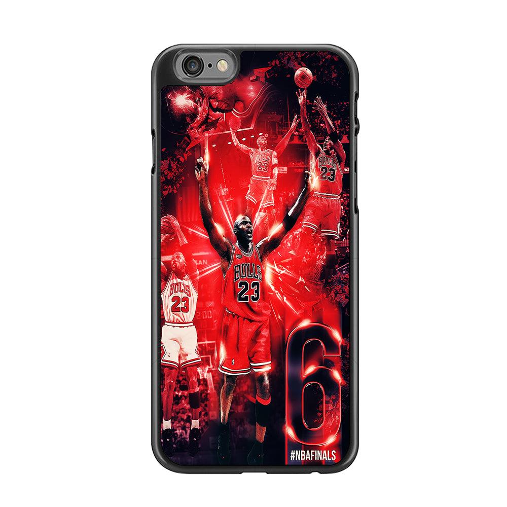 Michael Jordan 6th Championship iPhone 6 | 6s Case-Rubber / Black (2D Case)-Xtracase