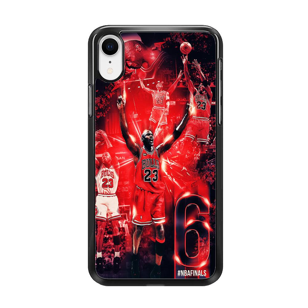 Michael Jordan 6th Championship iPhone XR Case-Rubber / Black (2D Case)-Xtracase