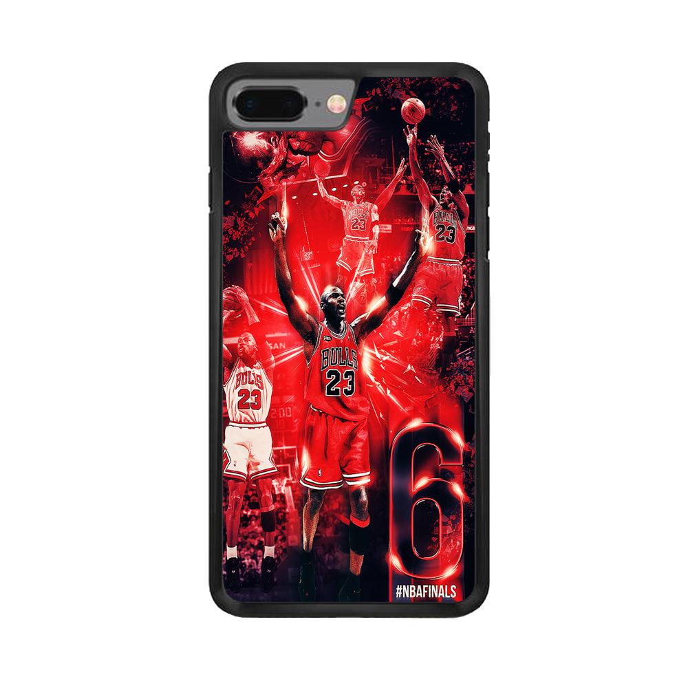 Michael Jordan 6th Championship iPhone 8 Plus Case-Rubber / Black (2D Case)-Xtracase