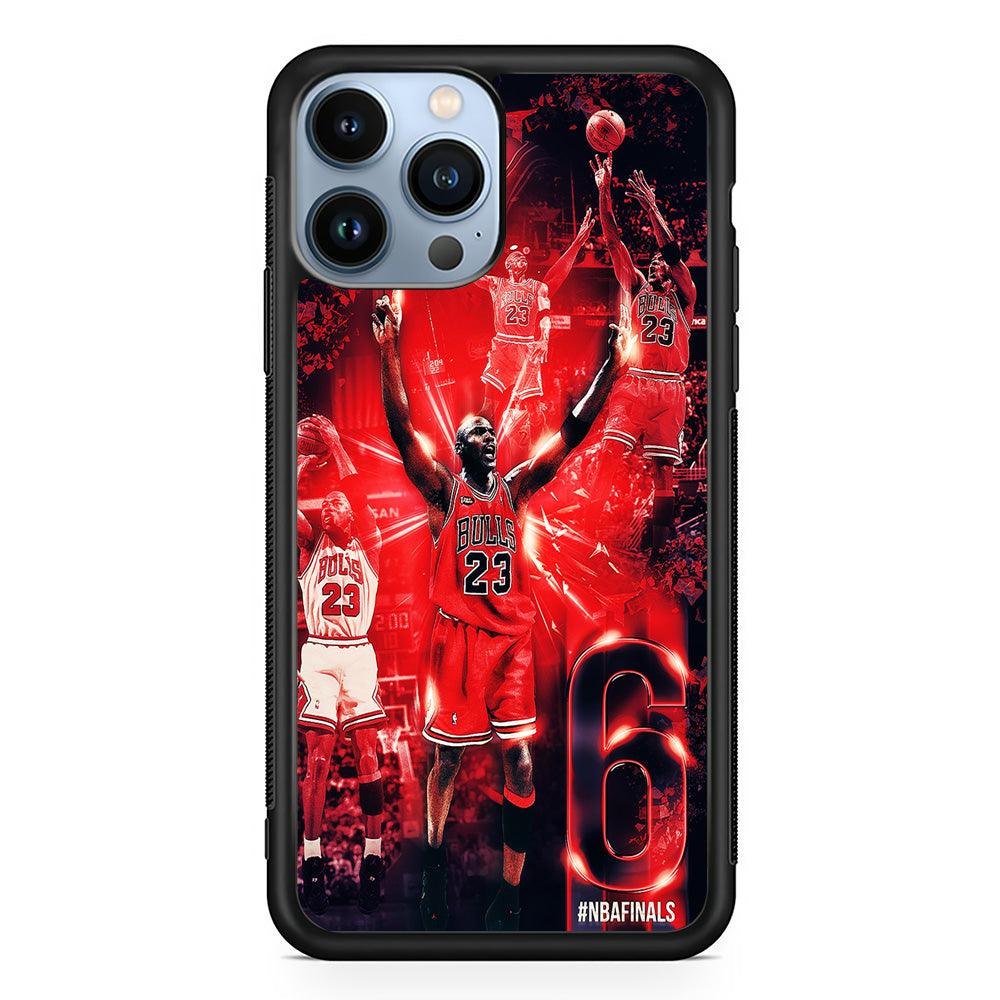 Michael Jordan 6th Championship iPhone 13 Pro Case-Rubber / Black (2D Case)-Xtracase