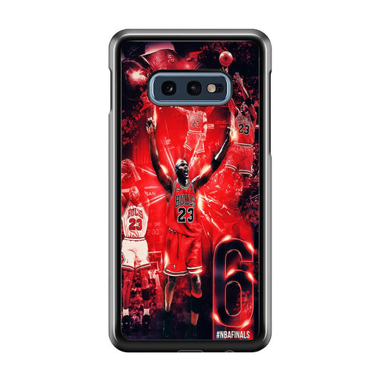 Michael Jordan 6th Championship Samsung Galaxy S10E Case-Rubber / White (2D Case)-Xtracase