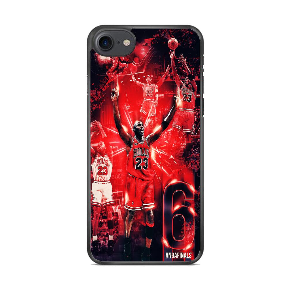 Michael Jordan 6th Championship iPhone 8 Case-Rubber / Black (2D Case)-Xtracase