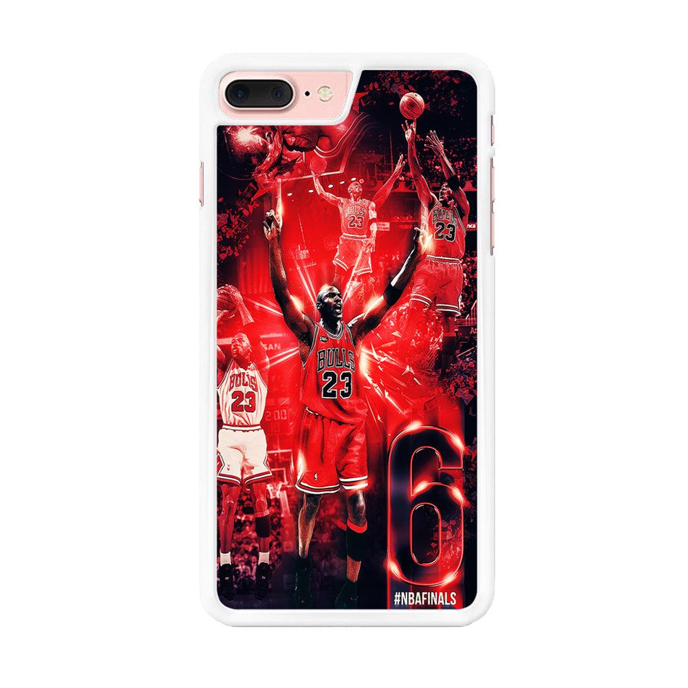 Michael Jordan 6th Championship iPhone 8 Plus Case-Rubber / White (2D Case)-Xtracase