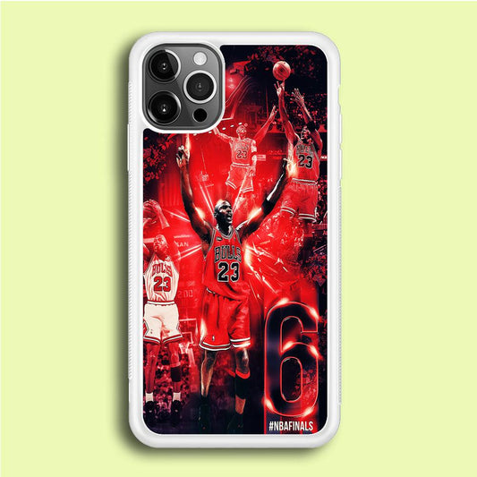 Michael Jordan 6th Championship iPhone 12 Pro Case-Rubber / White (2D Case)-Xtracase