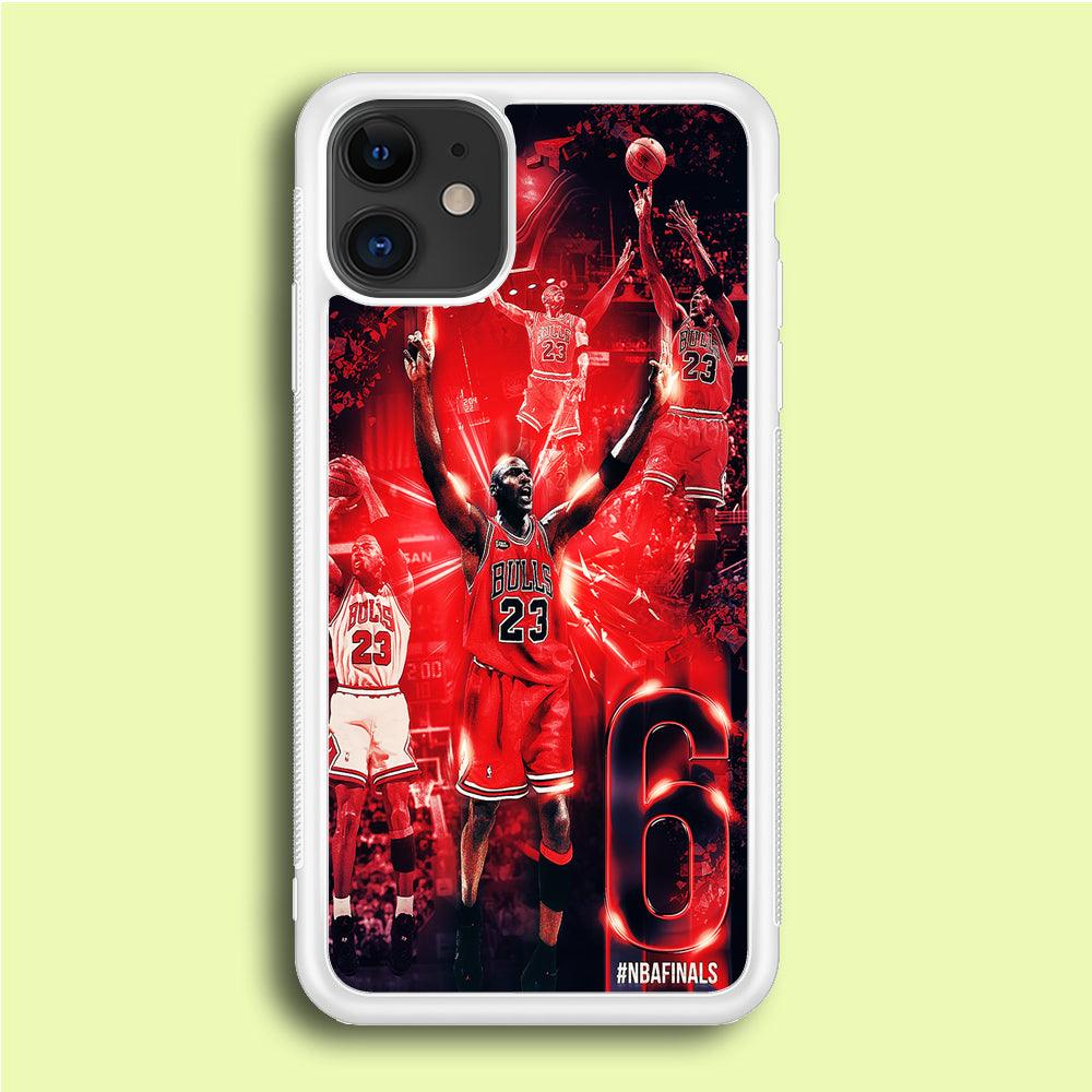Michael Jordan 6th Championship iPhone 12 Mini Case-Rubber / White (2D Case)-Xtracase