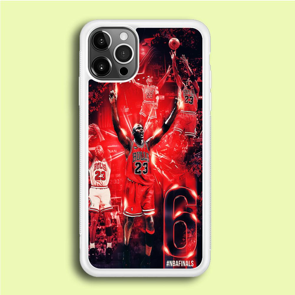 Michael Jordan 6th Championship iPhone 12 Pro Max Case-Rubber / White (2D Case)-Xtracase