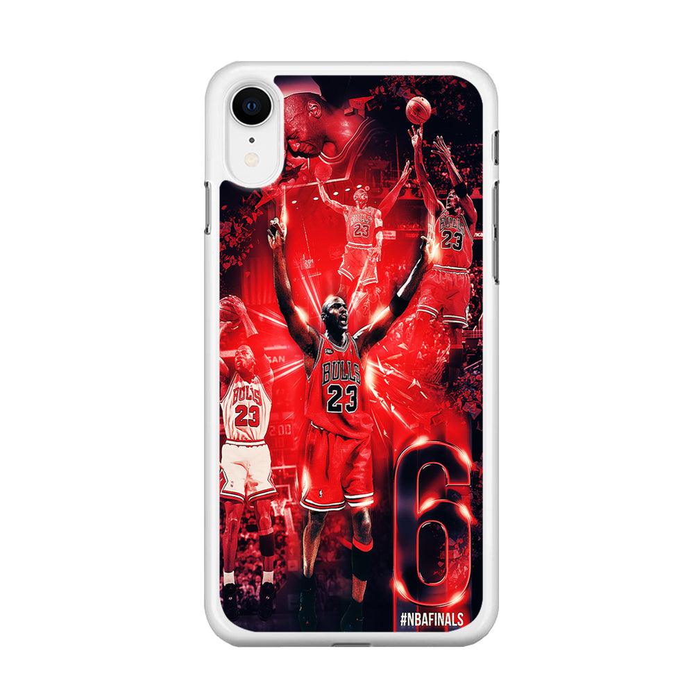 Michael Jordan 6th Championship iPhone XR Case-Rubber / White (2D Case)-Xtracase