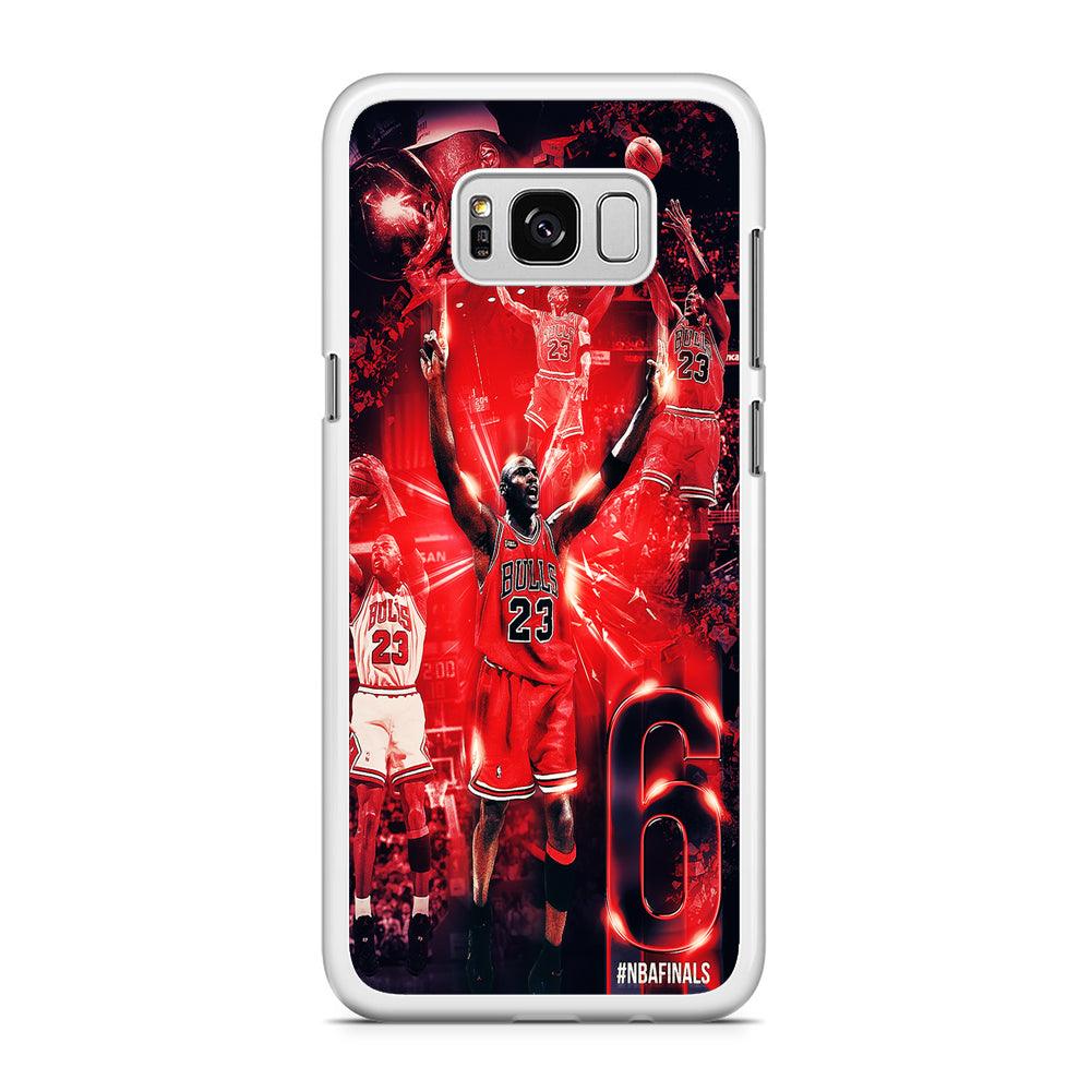 Michael Jordan 6th Championship Samsung Galaxy S8 Case-Rubber / White (2D Case)-Xtracase