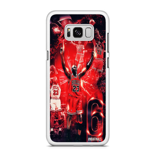 Michael Jordan 6th Championship Samsung Galaxy S8 Case-Rubber / White (2D Case)-Xtracase