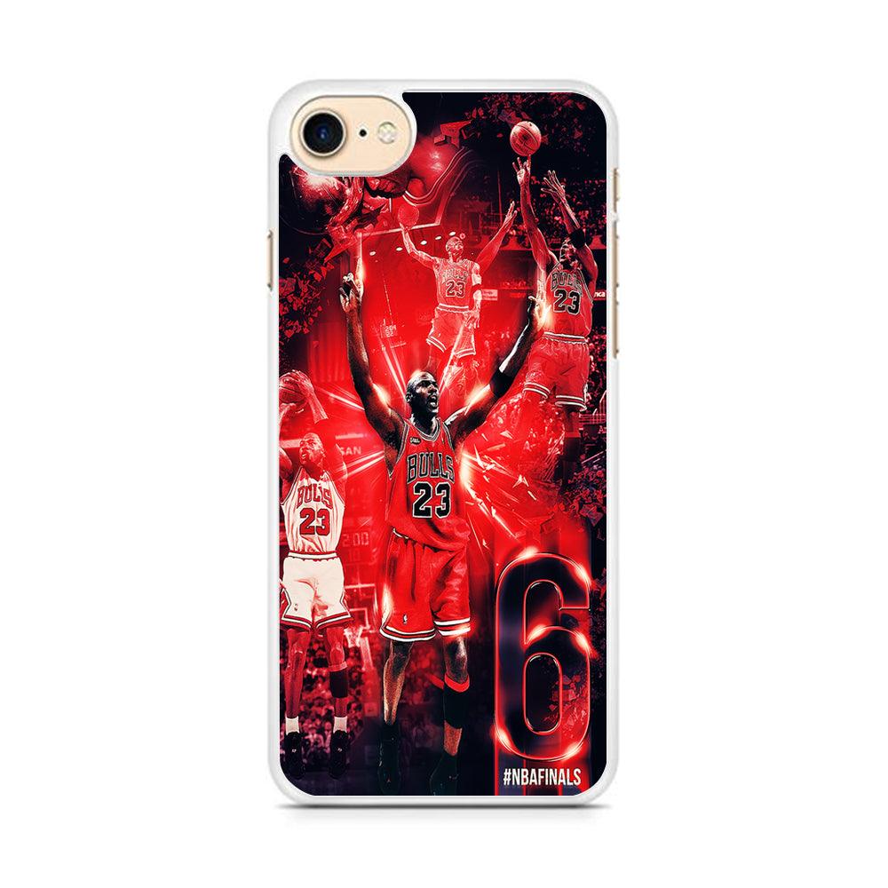 Michael Jordan 6th Championship iPhone 7 Case-Rubber / White (2D Case)-Xtracase