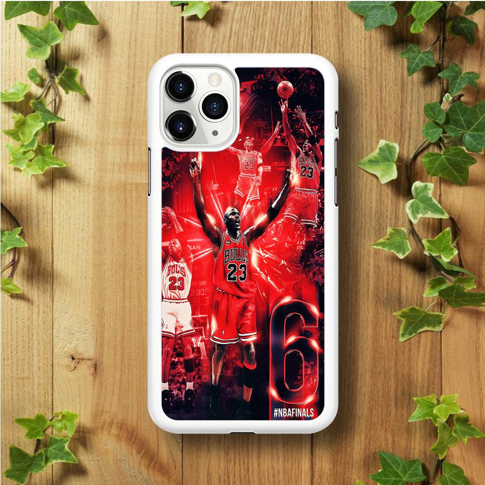 Michael Jordan 6th Championship iPhone 11 Pro Max Case-Rubber / White (2D Case)-Xtracase